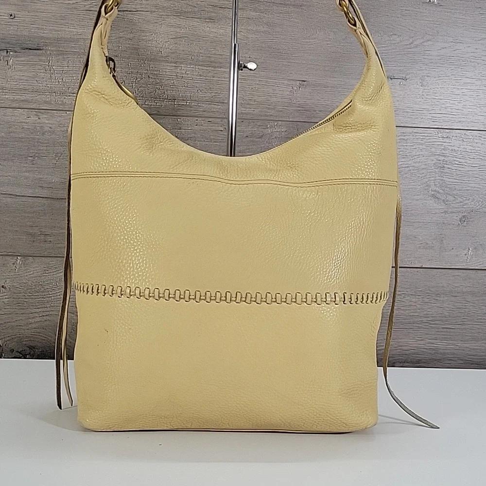 Hobo Cream Pebble Leather Hobo Shoulder Bag